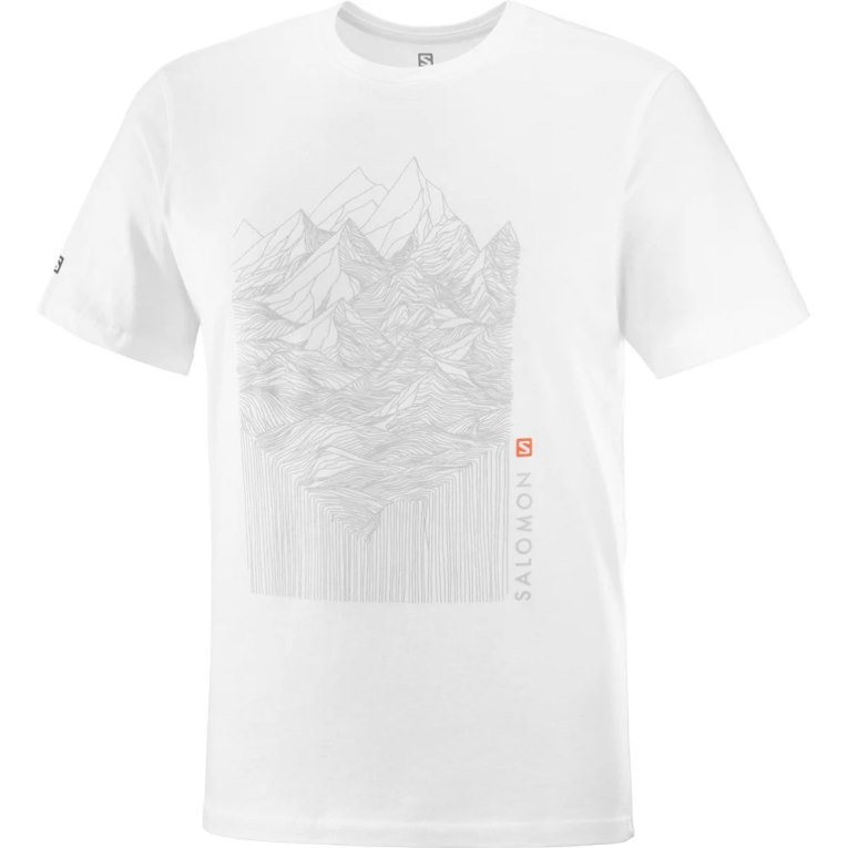 White Salomon Outlife Graphic Mountain Short Sleeve Men's T-Shirts | IE SY7501